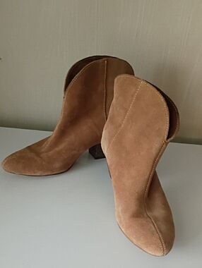 Wow Nice Splendid Paisley  Brown Smooth Suede Leather Pointed-Toe Ankle Booties